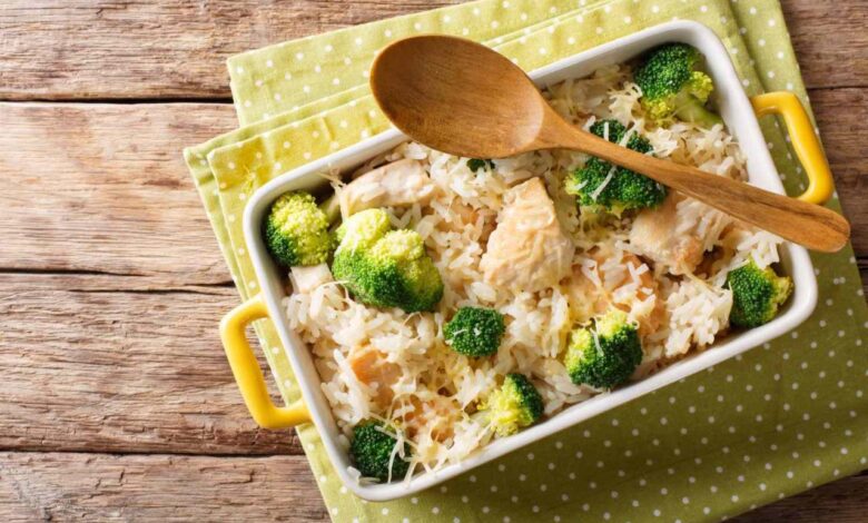 Broccoli and brown rice vegan casserole