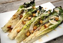 Grilled caesar salad with creamy cashew dressing