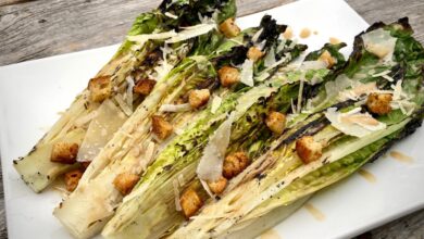 Grilled caesar salad with creamy cashew dressing