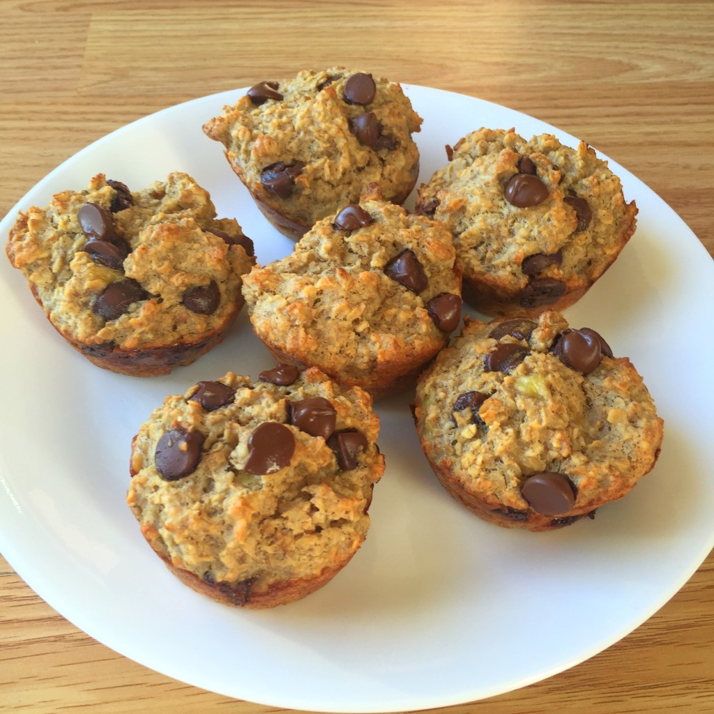 Oat banana chocolate chunk muffins