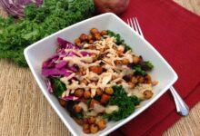 Sweet potato and roasted chickpea bowl