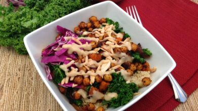 Sweet potato and roasted chickpea bowl