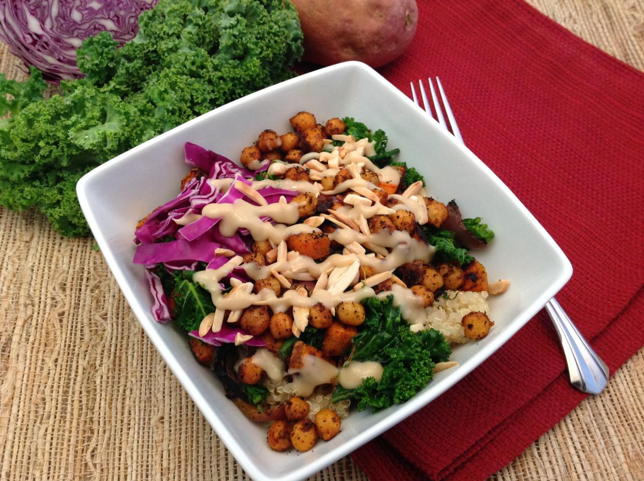 Sweet potato and roasted chickpea bowl