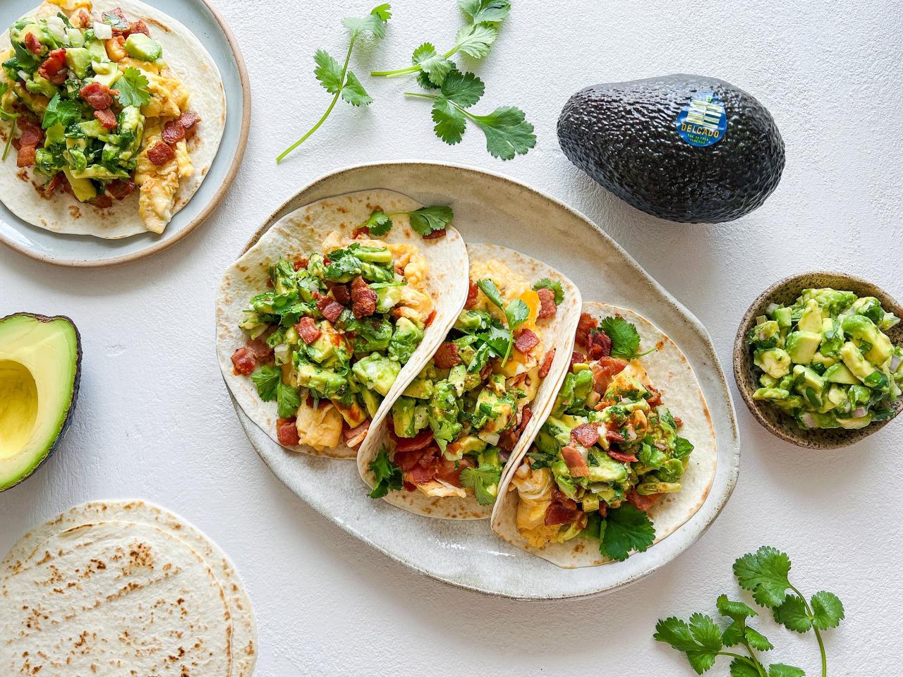 Soft avocado breakfast taco