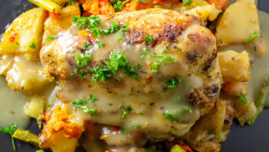 One pan roasted chicken and pears