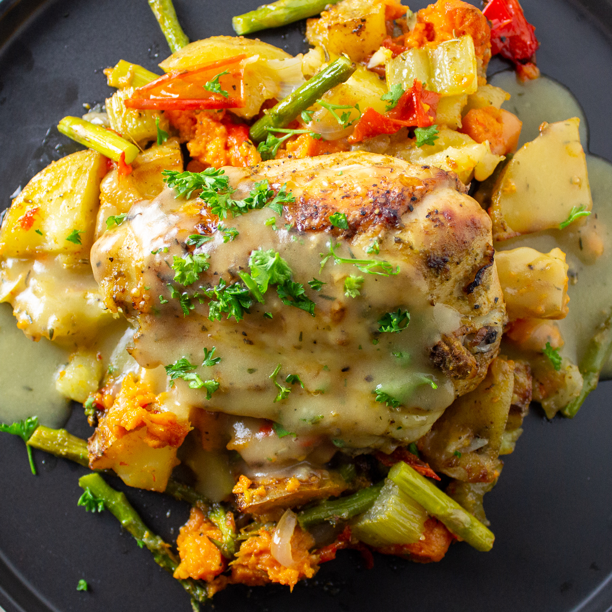 One pan roasted chicken and pears