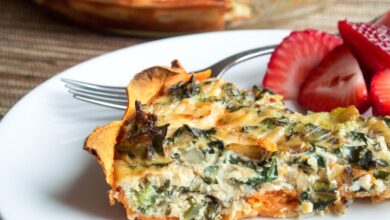 Kale egg white quiche with sweet potato crust