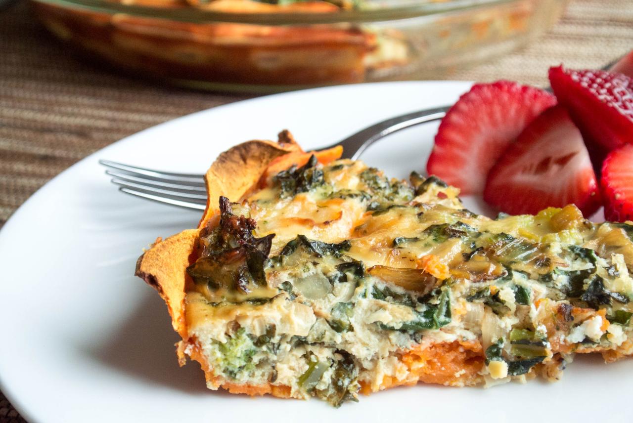 Kale egg white quiche with sweet potato crust