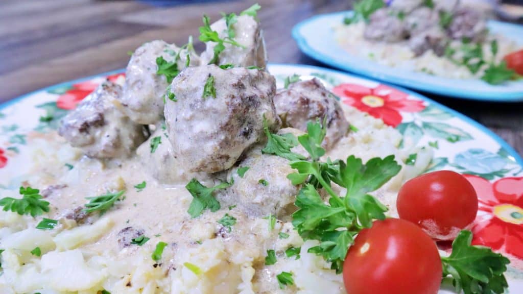 Keto swedish meatballs with cauliflower mash