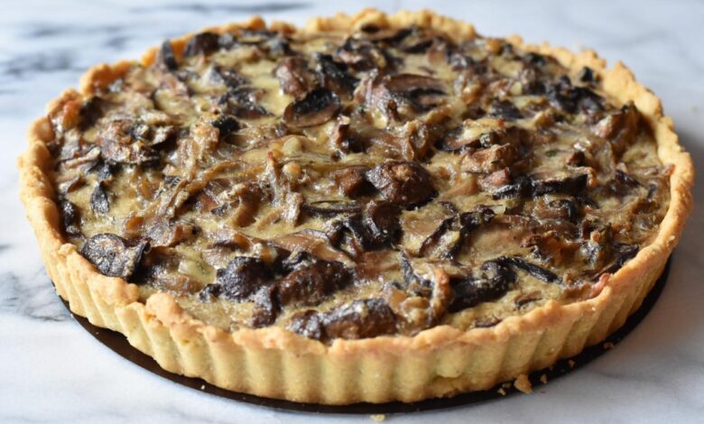 Rustic vegan mushroom tart