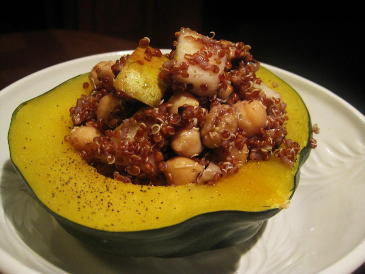 Acorn squash with cranberry quinoa and goat cheese stuffing