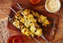 Thai chicken skewers with lime slaw