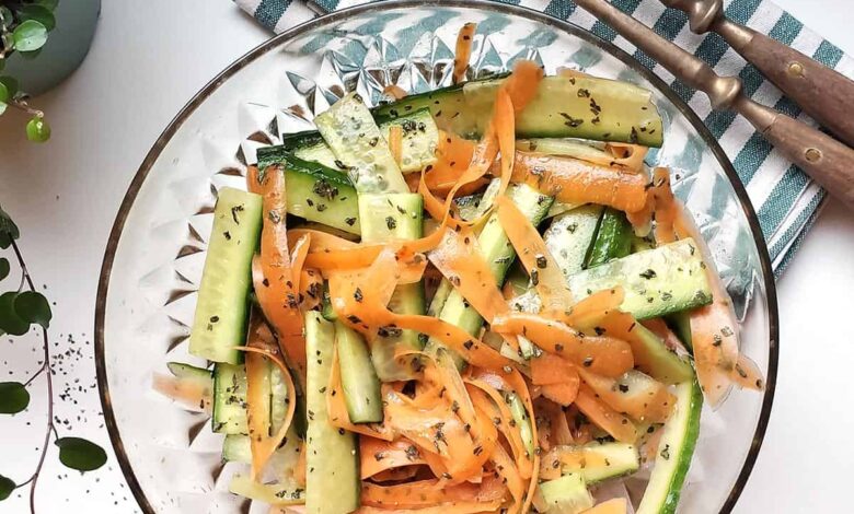 Raw carrot salad with ginger lime peanut sauce