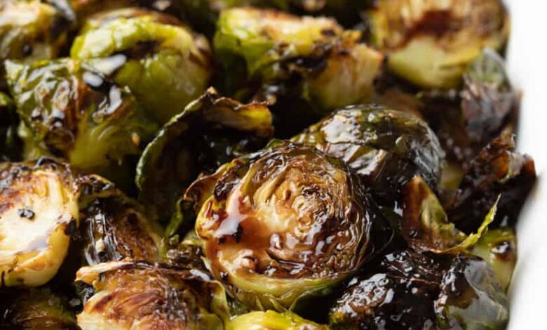 Pan seared balsamic brussels sprouts