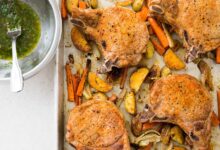 Pork chops roasted vegetables