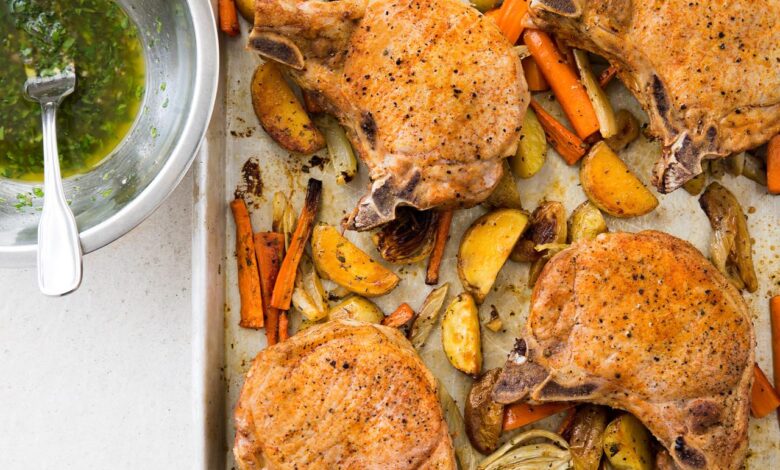 Pork chops roasted vegetables