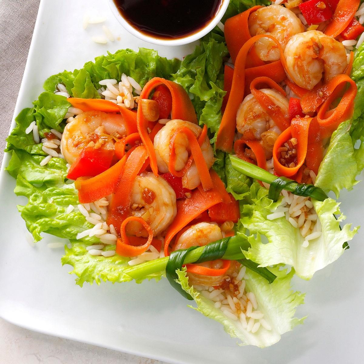 20 minute zesty shrimp lettuce wraps