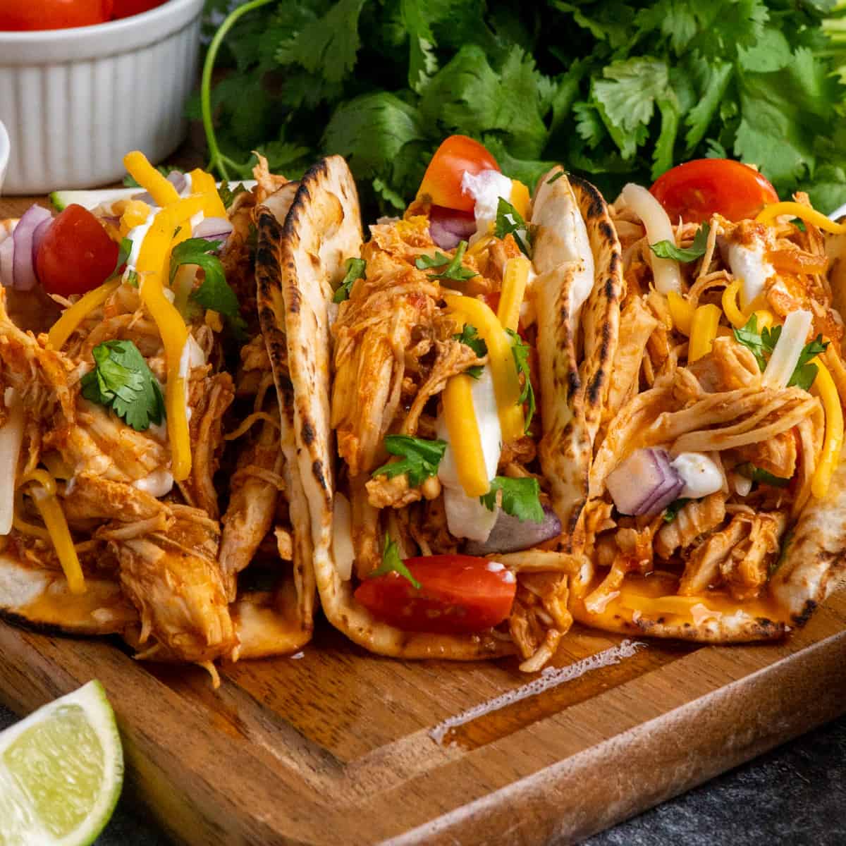 Slow cooker chicken pibil tacos