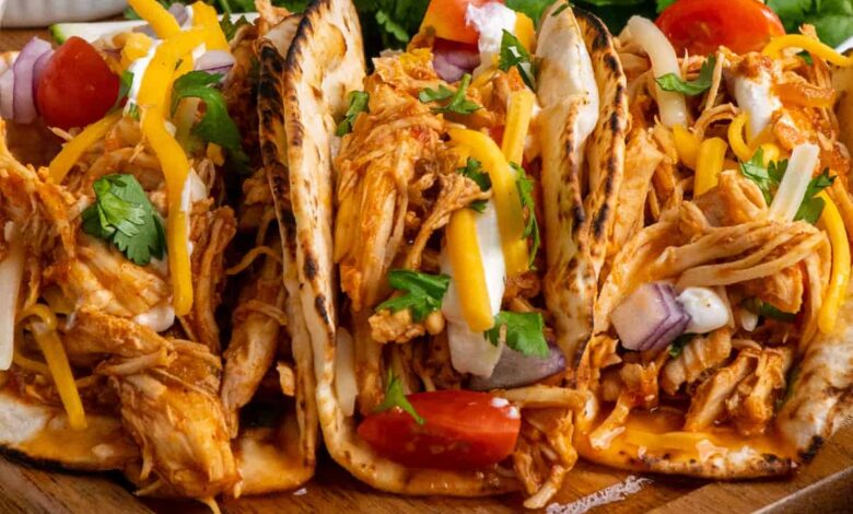 Slow cooker chicken pibil tacos