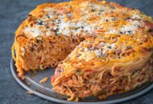 Spaghetti pie with white beans