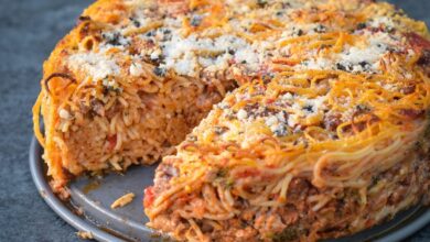 Spaghetti pie with white beans