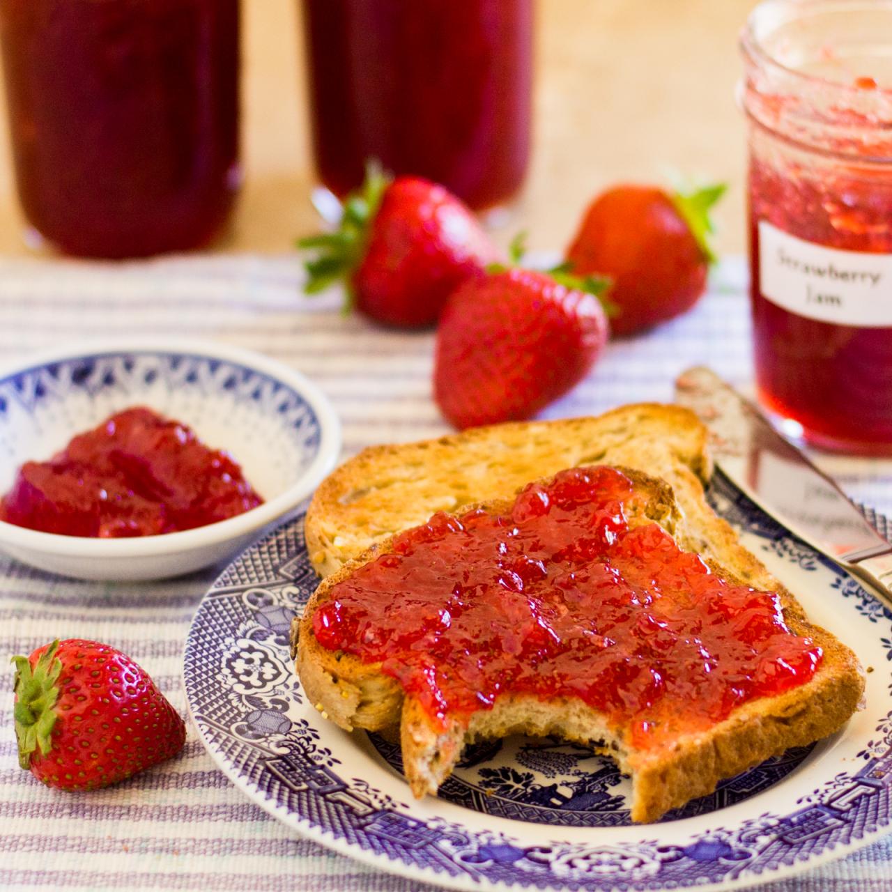 Strawberry chia jam and cashew butter toasts
