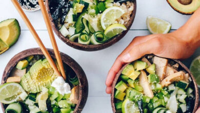 Sustainable seafood sushi bowls