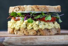 Tofu egg salad stuffed tomatoes