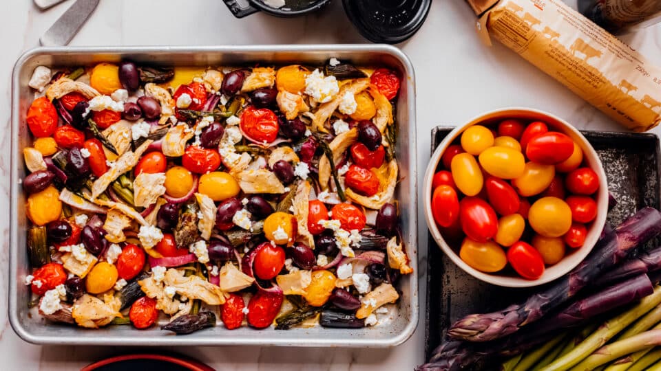 Greek chicken sheet pan dinner