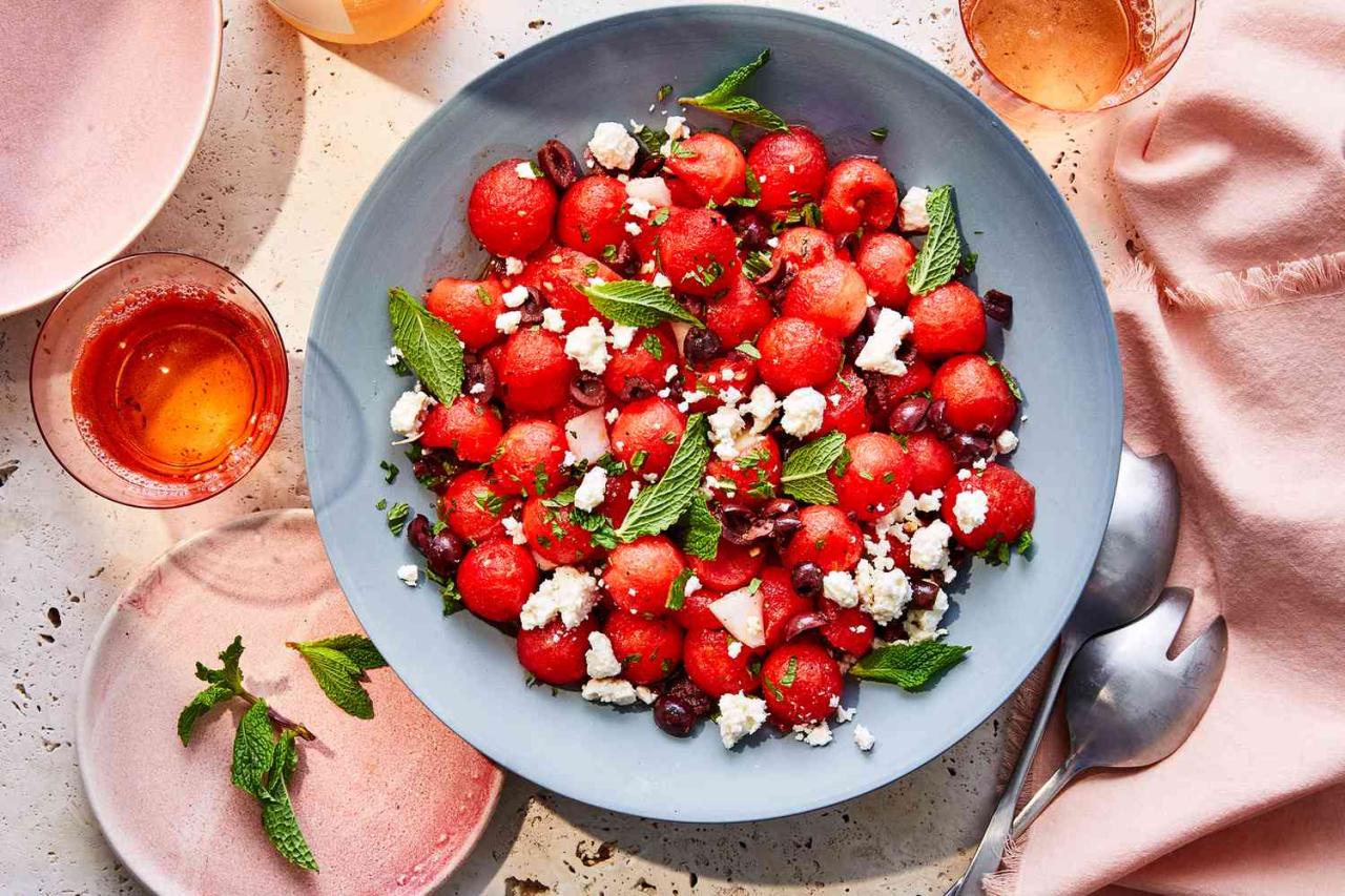 Watermelon salad with feta and mint