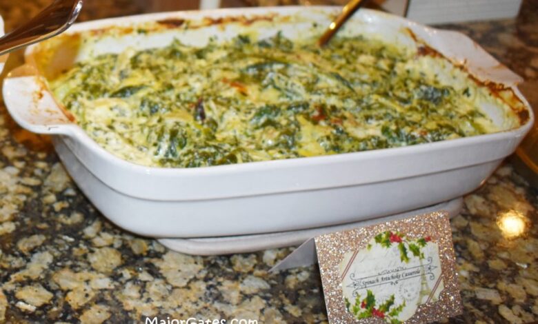 Spinach artichoke brown rice casserole