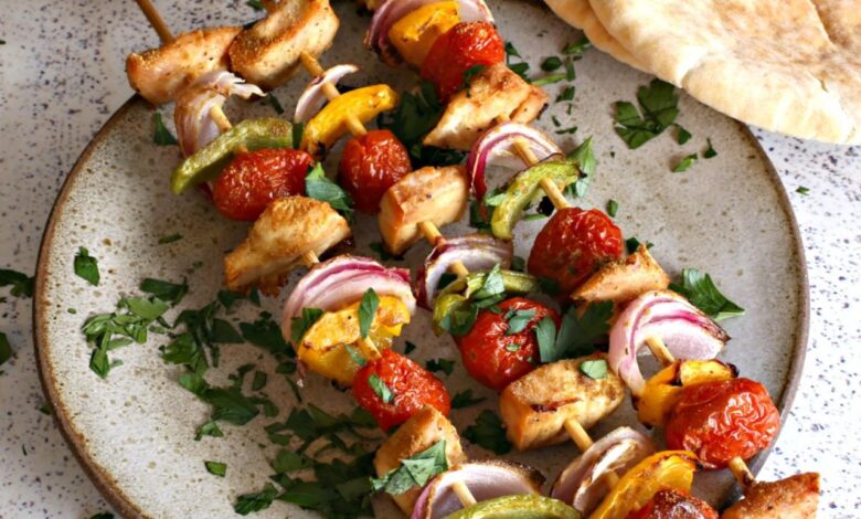 Chicken veggie skewers peanut sauce recipe