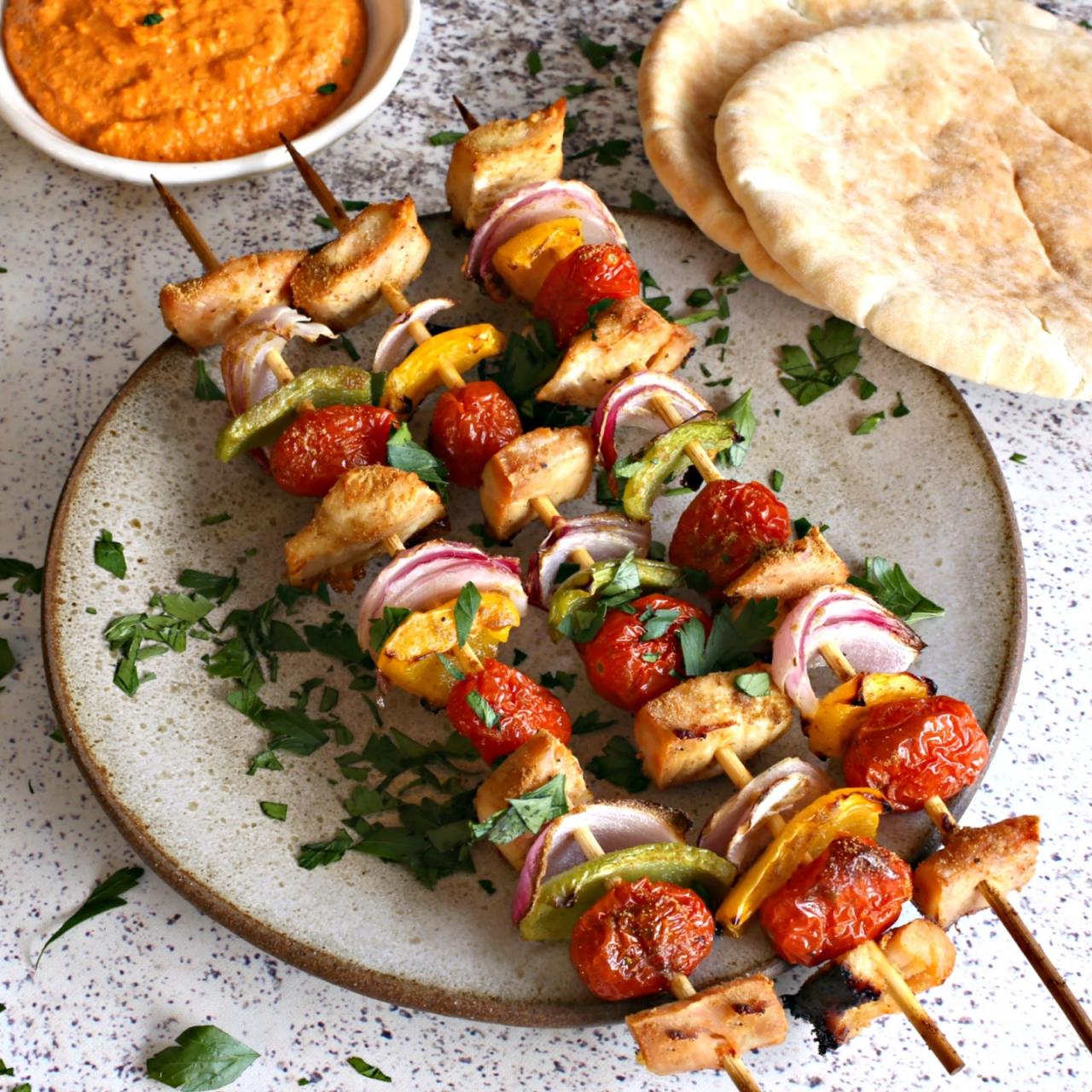 Chicken veggie skewers peanut sauce recipe