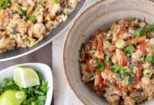 Stir fried cauliflower rice bowl