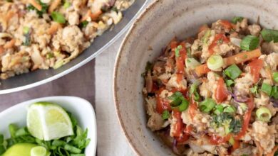 Stir fried cauliflower rice bowl