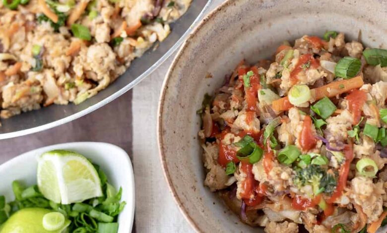 Stir fried cauliflower rice bowl