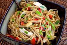 Chicken and soba noodle salad with ginger dressing