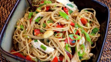 Chicken and soba noodle salad with ginger dressing