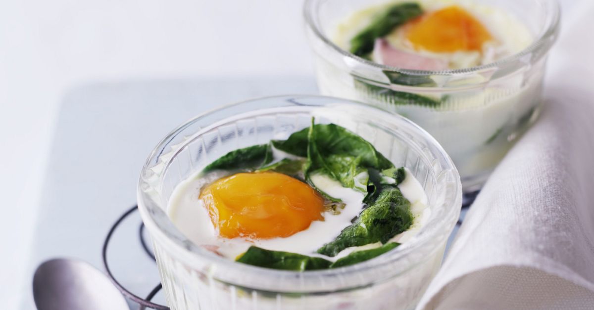 Spinach eggs baked creamed budgetbytes egg scoop bowl each into choose board