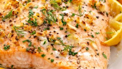 Lemon artichoke baked salmon