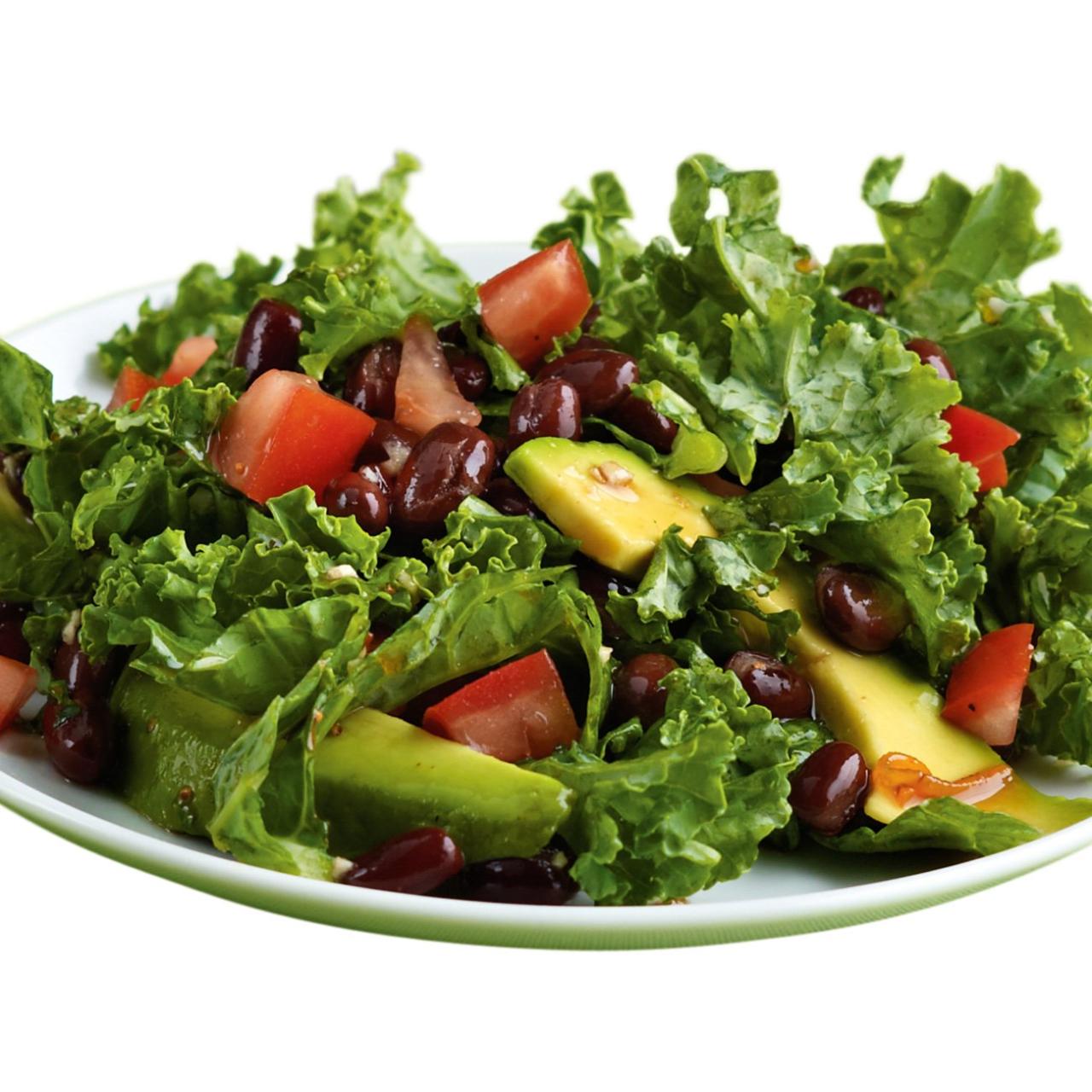Kale and black bean salad with avocado