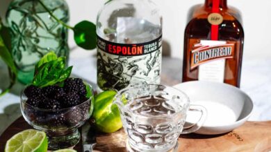 Mardi gras blackberry basil margarita