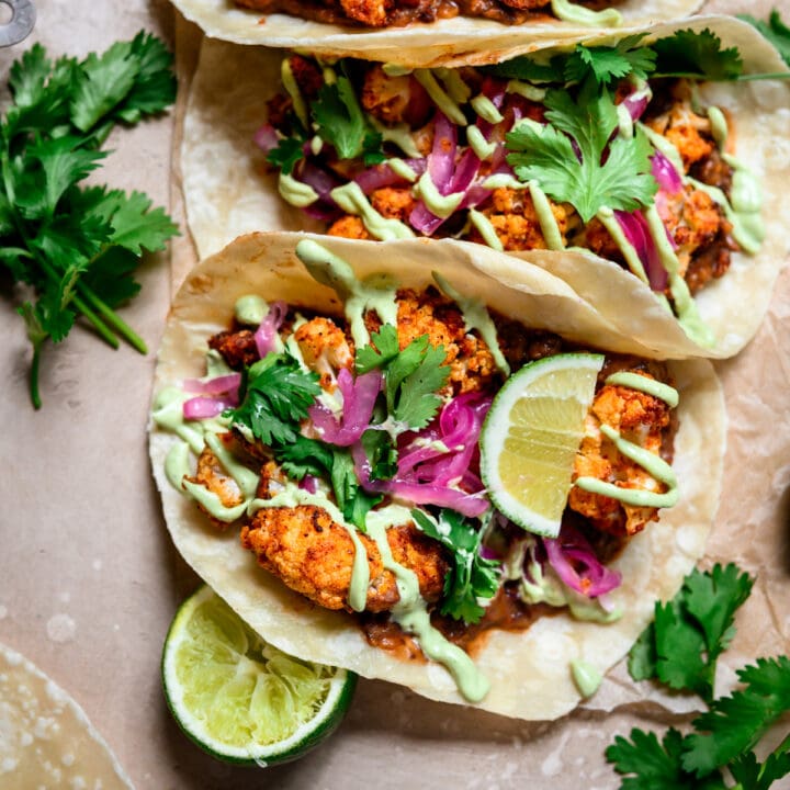 Cauliflower black bean tacos