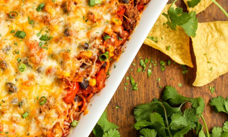 Turkey and black bean taco casserole