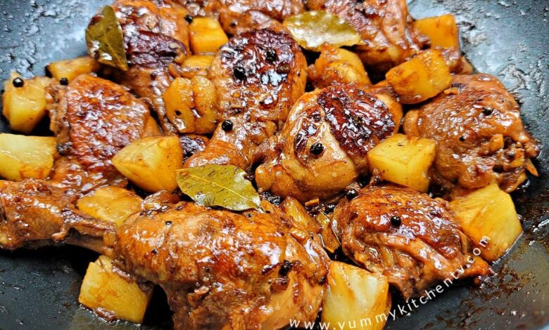 Slow cooker chicken adobo with pineapple