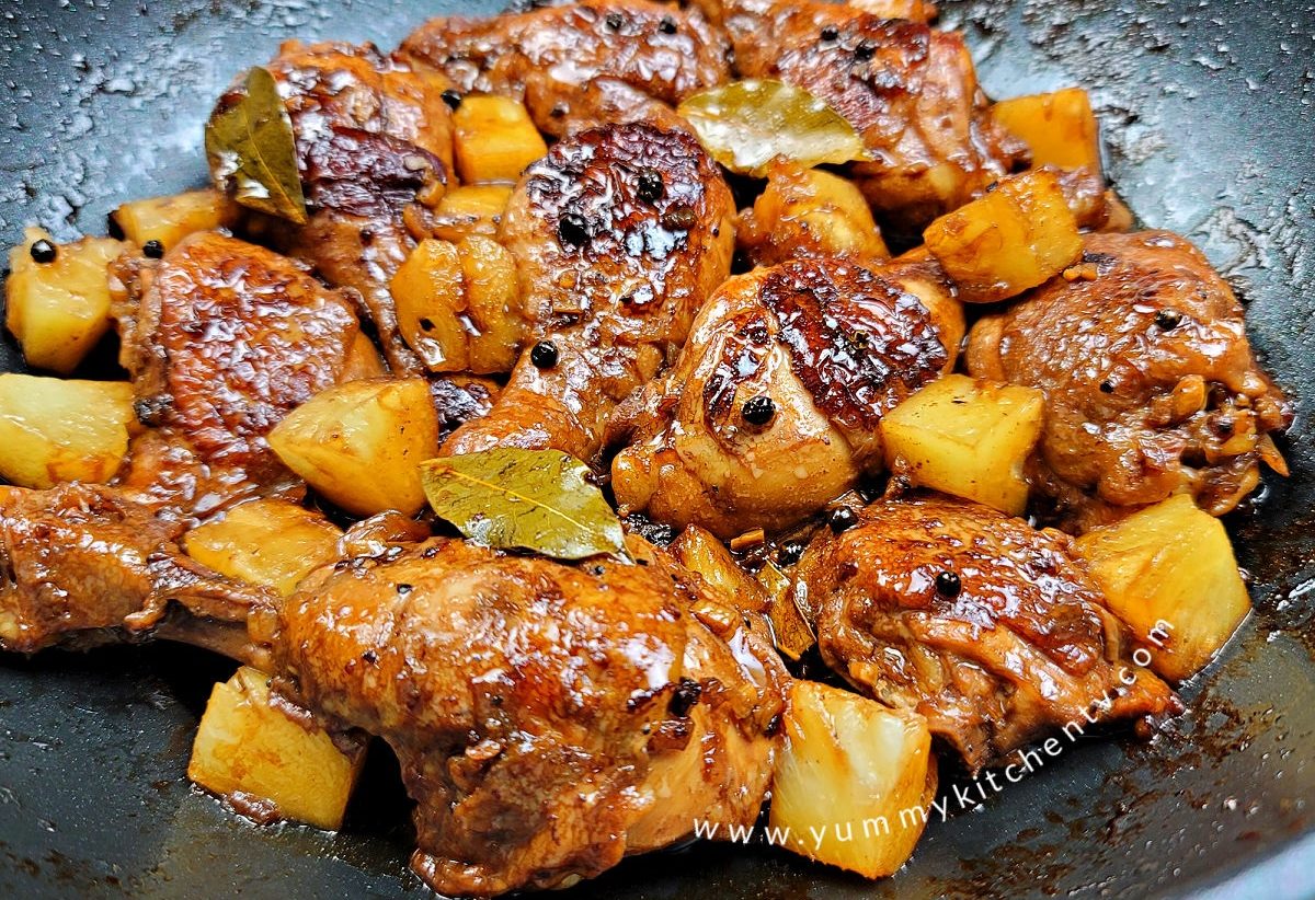 Slow cooker chicken adobo with pineapple