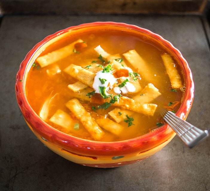 Simple chicken tortilla soup