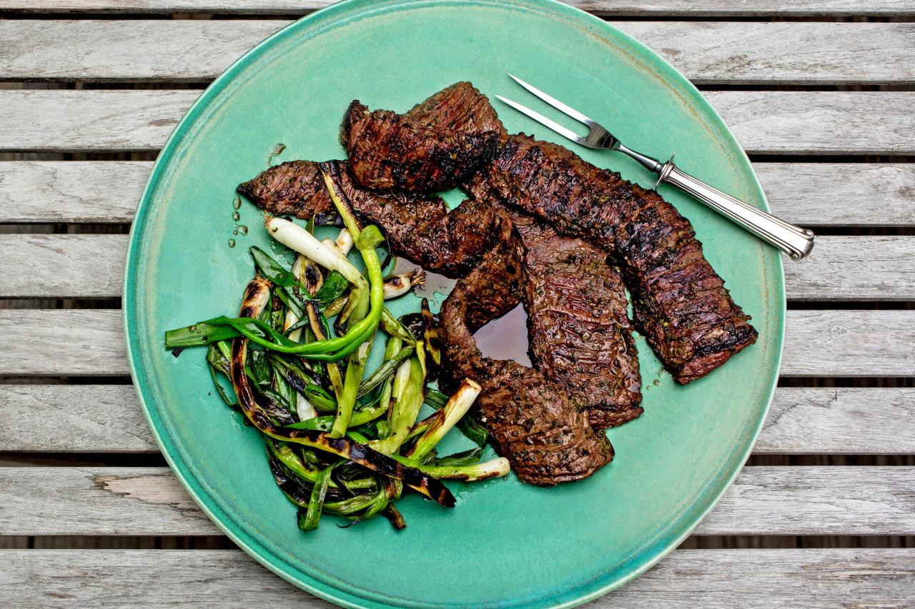 Grilled skirt steak with cucumber and corn salad