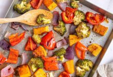 Sheet pan salmon and herb roasted vegetables