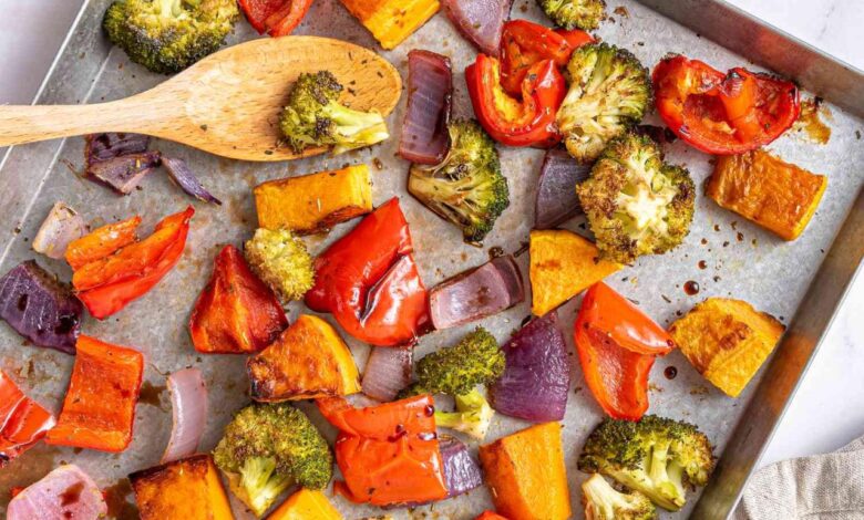 Sheet pan salmon and herb roasted vegetables